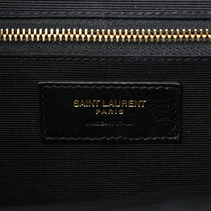 Saint Laurent Grain De Poudre Matelasse Chevron Large Monogram Satchel Black 7 of 9