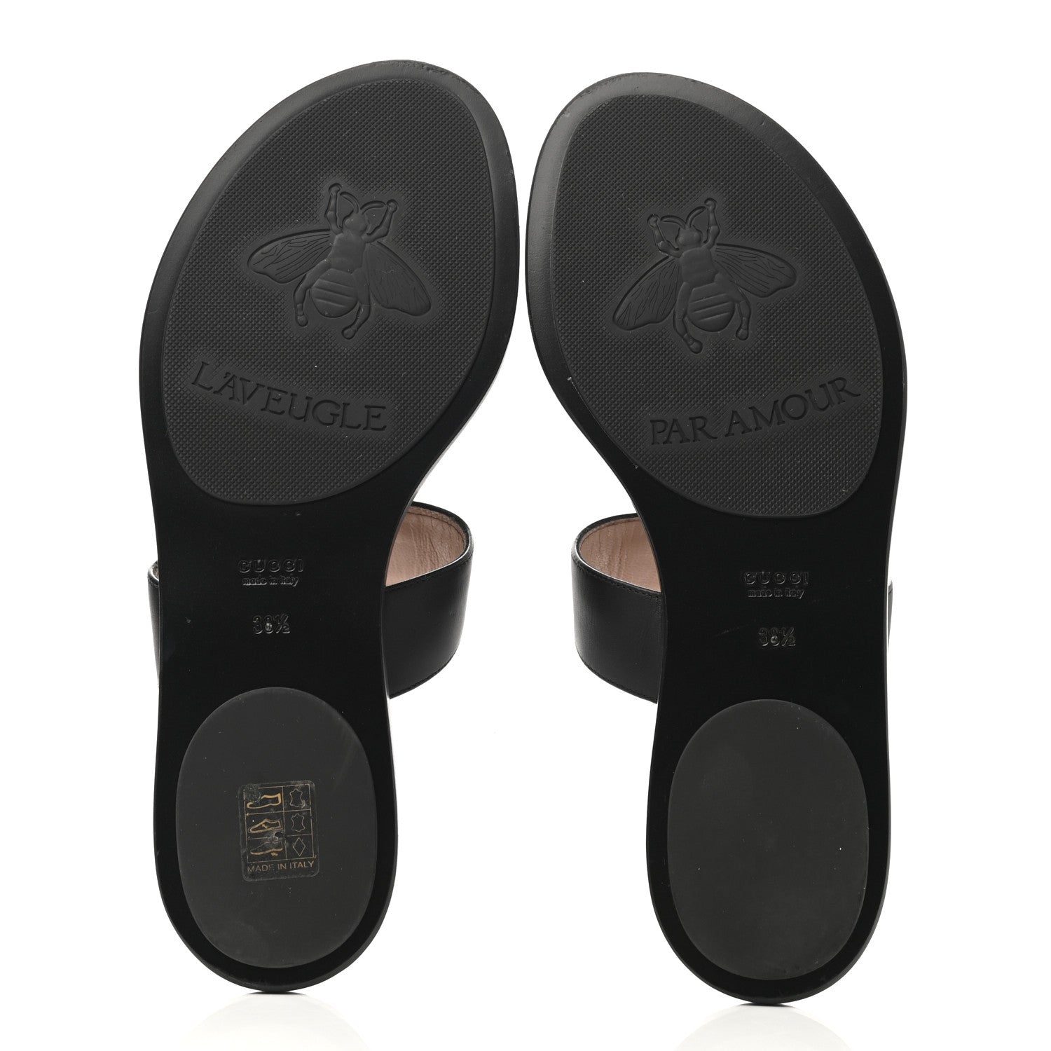 Gucci Calfskin GG Marmont Thong Sandals 38.5 Black 5 of 8
