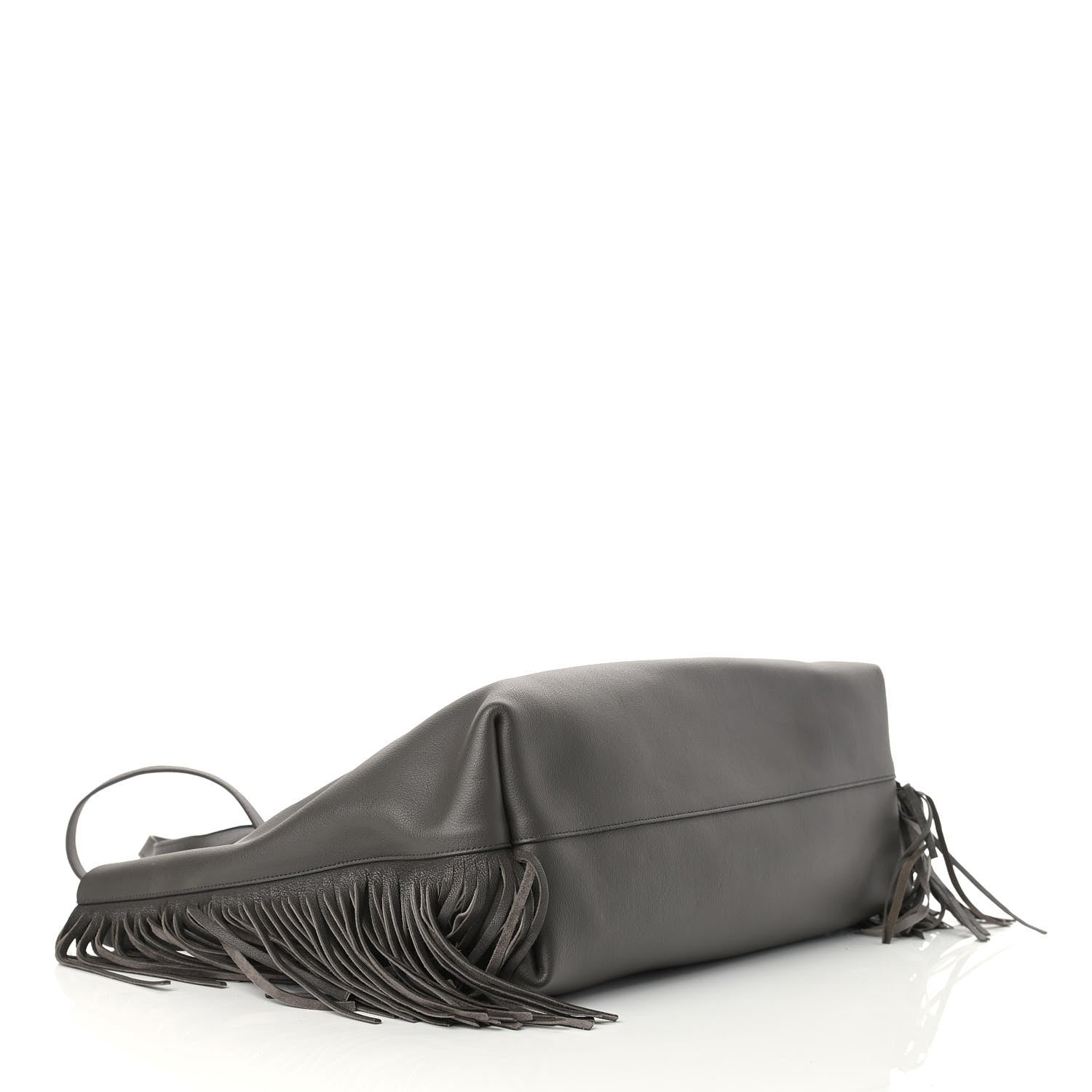 Saint Laurent Calfskin Large Fringe Shopping Tote Dark Grey 5 of 15