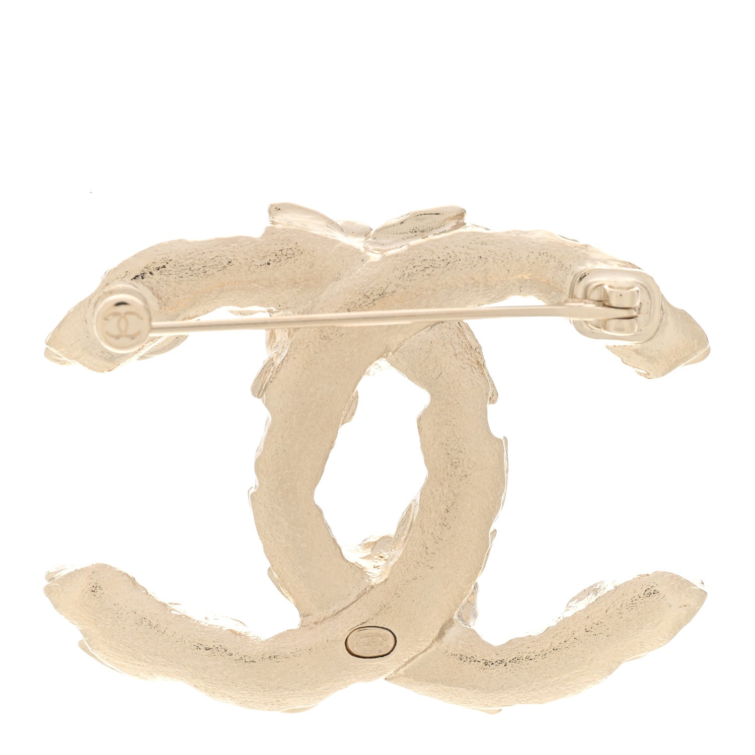 Chanel Metal CC Flower Leaves Brooch Silver 3 of 5