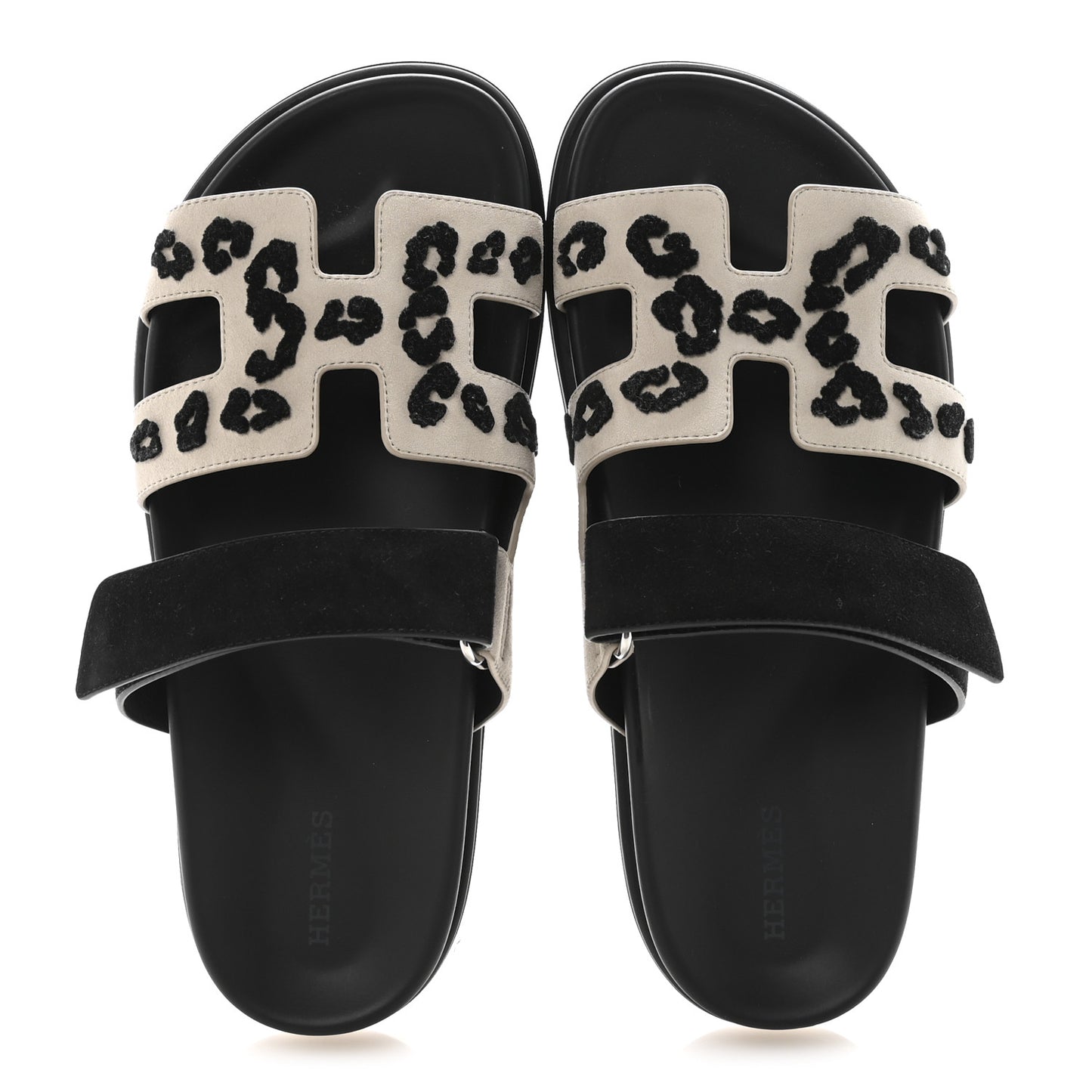 Suede Goatskin Womens Tufted Leopard Chypre Sandals  38 Beige Esquisse Black