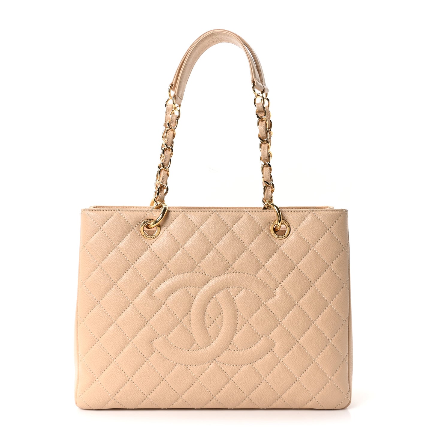Caviar Quilted Grand Shopping Tote GST Beige Clair