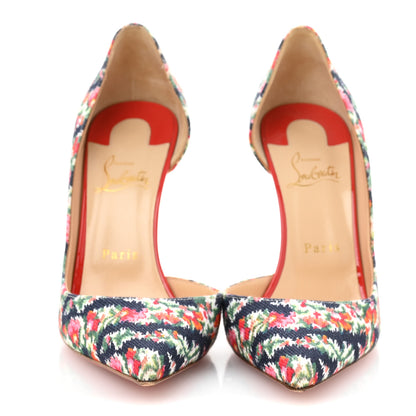 Christian Louboutin Denim Floral Iriza 100 Pumps 39.5 Multi Bisou 3 of 9