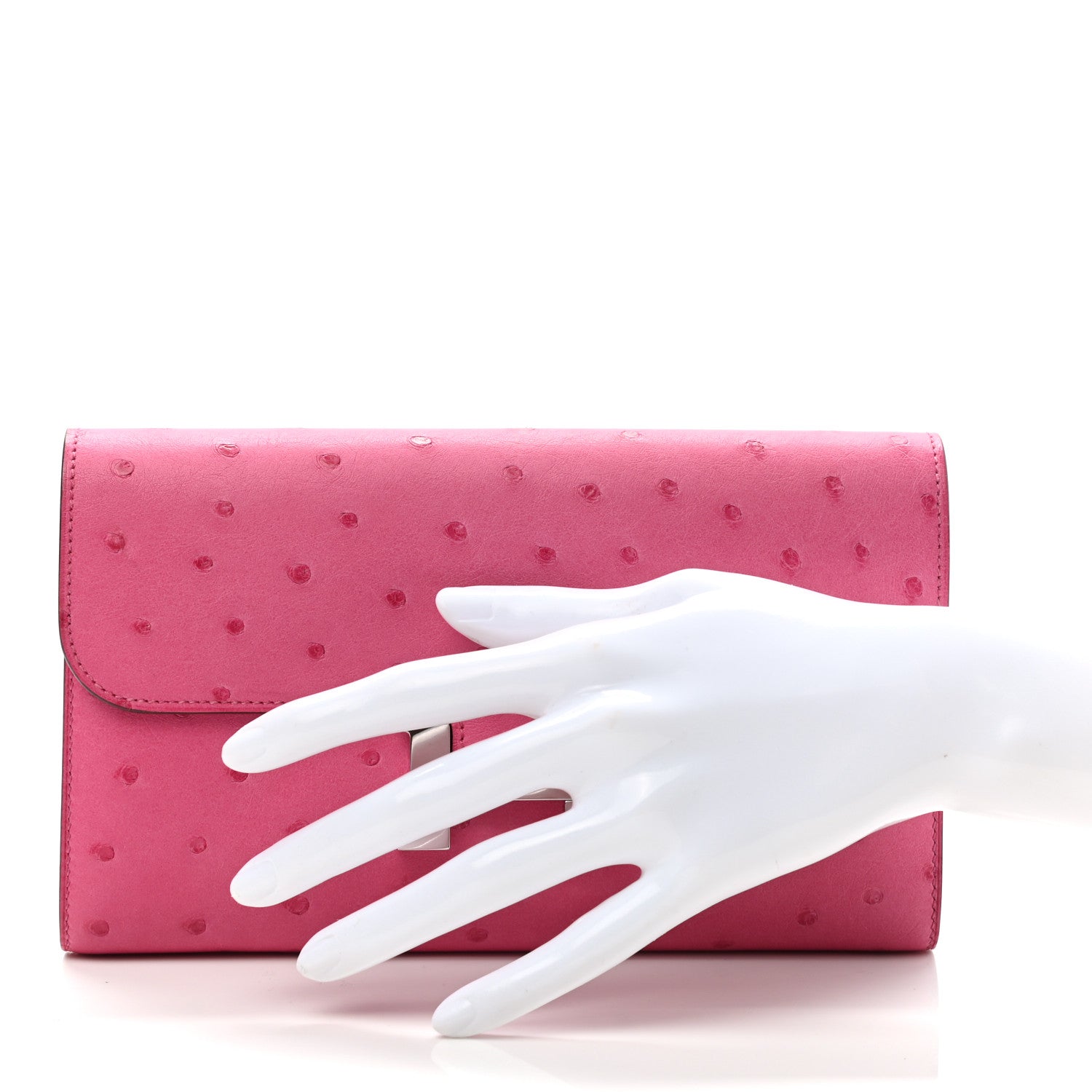 Hermes Ostrich Constance Long Wallet Rose Tyrien 2 of 7