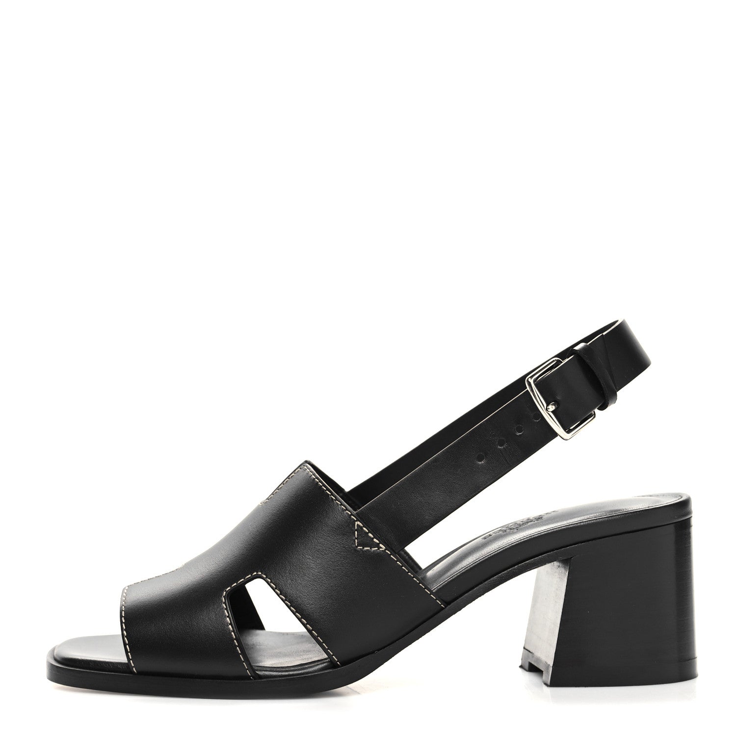 Hermes Calfskin Elbe 60 Sandals 37.5 Black 1 of 8