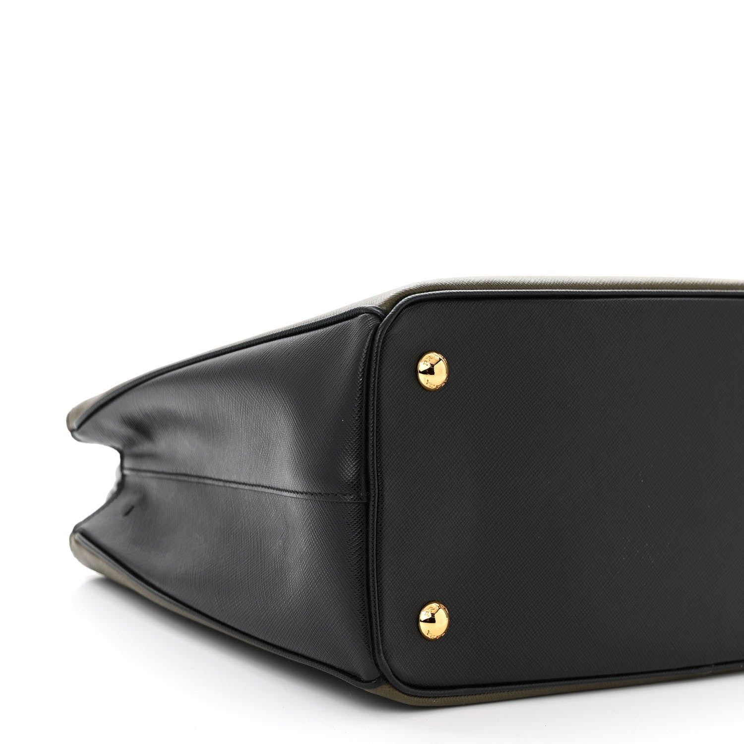 Prada Saffiano Lux Bi-Color Medium Tote Militare Black 10 of 11