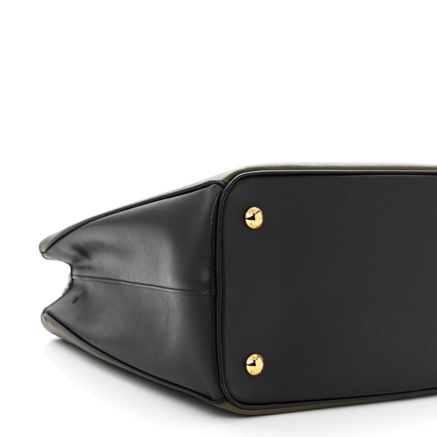 Saffiano Lux Bi-Color Medium Tote Militare Black