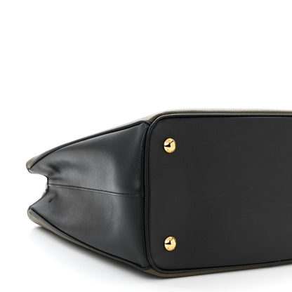 Prada Saffiano Lux Bi-Color Medium Tote Militare Black 10 of 11