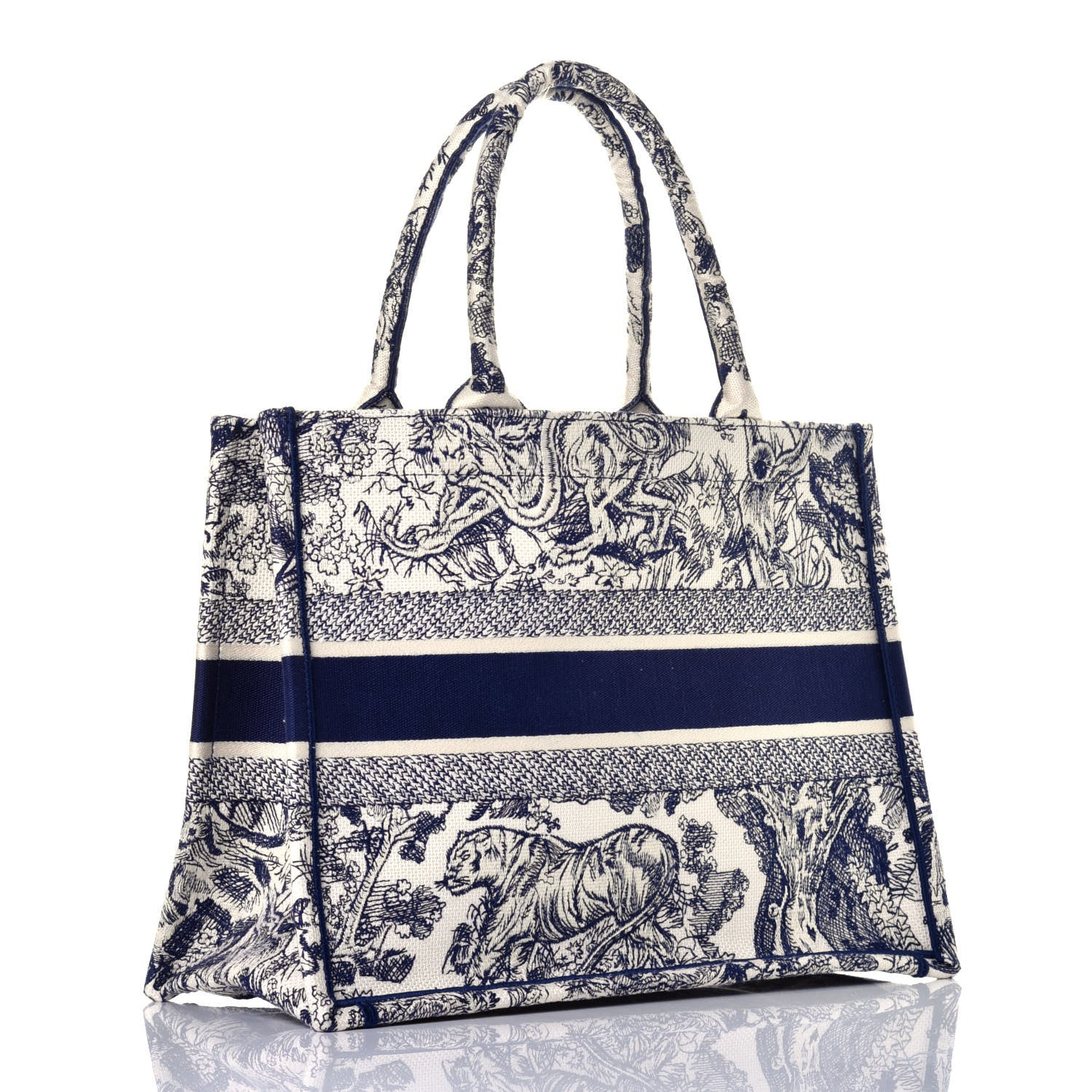 Christian Dior Canvas Embroidered Medium Dioriviera Toile De Jouy Book Tote Blue 3 of 8