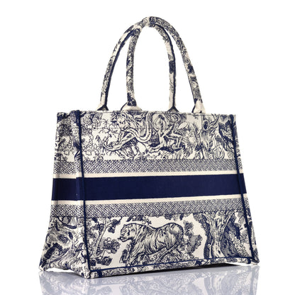 Christian Dior Canvas Embroidered Medium Dioriviera Toile De Jouy Book Tote Blue 3 of 8