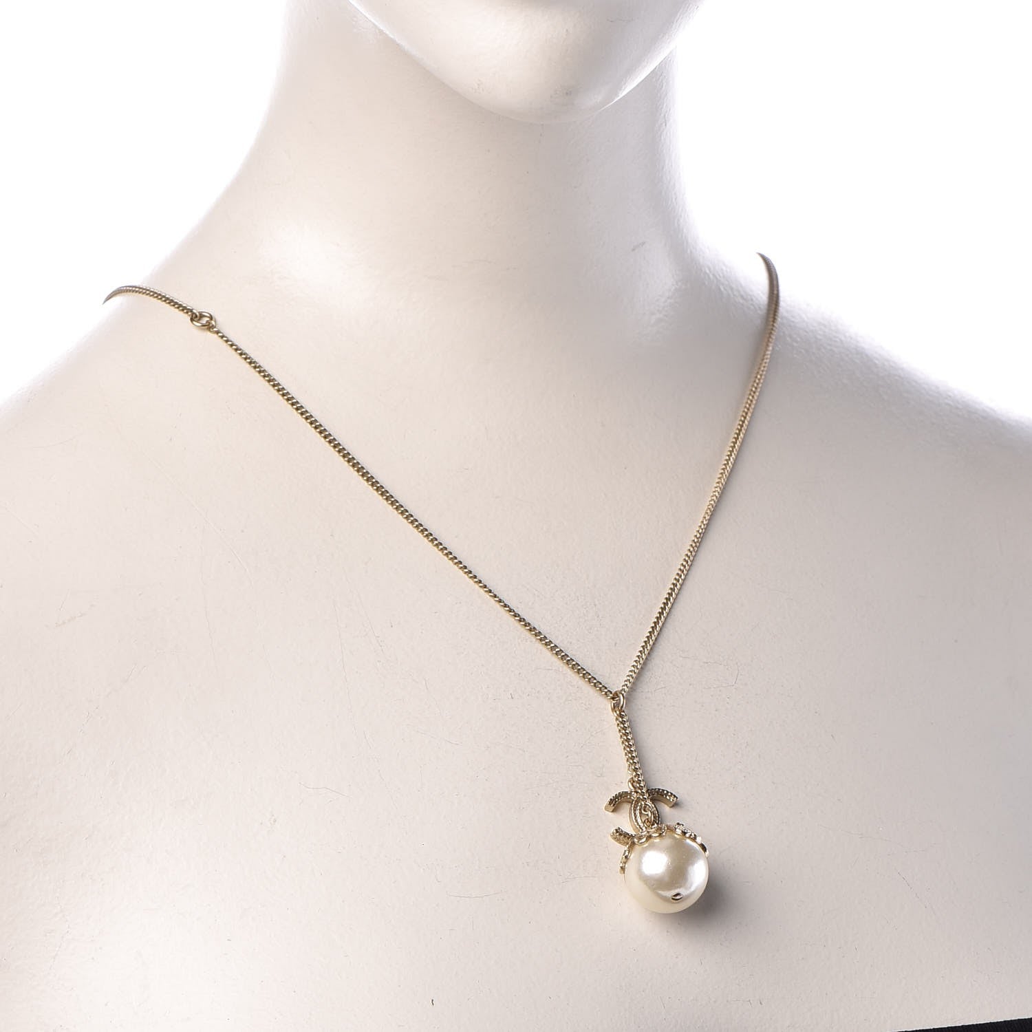 Chanel Pearl CC Drop Necklace Gold 2 of 6