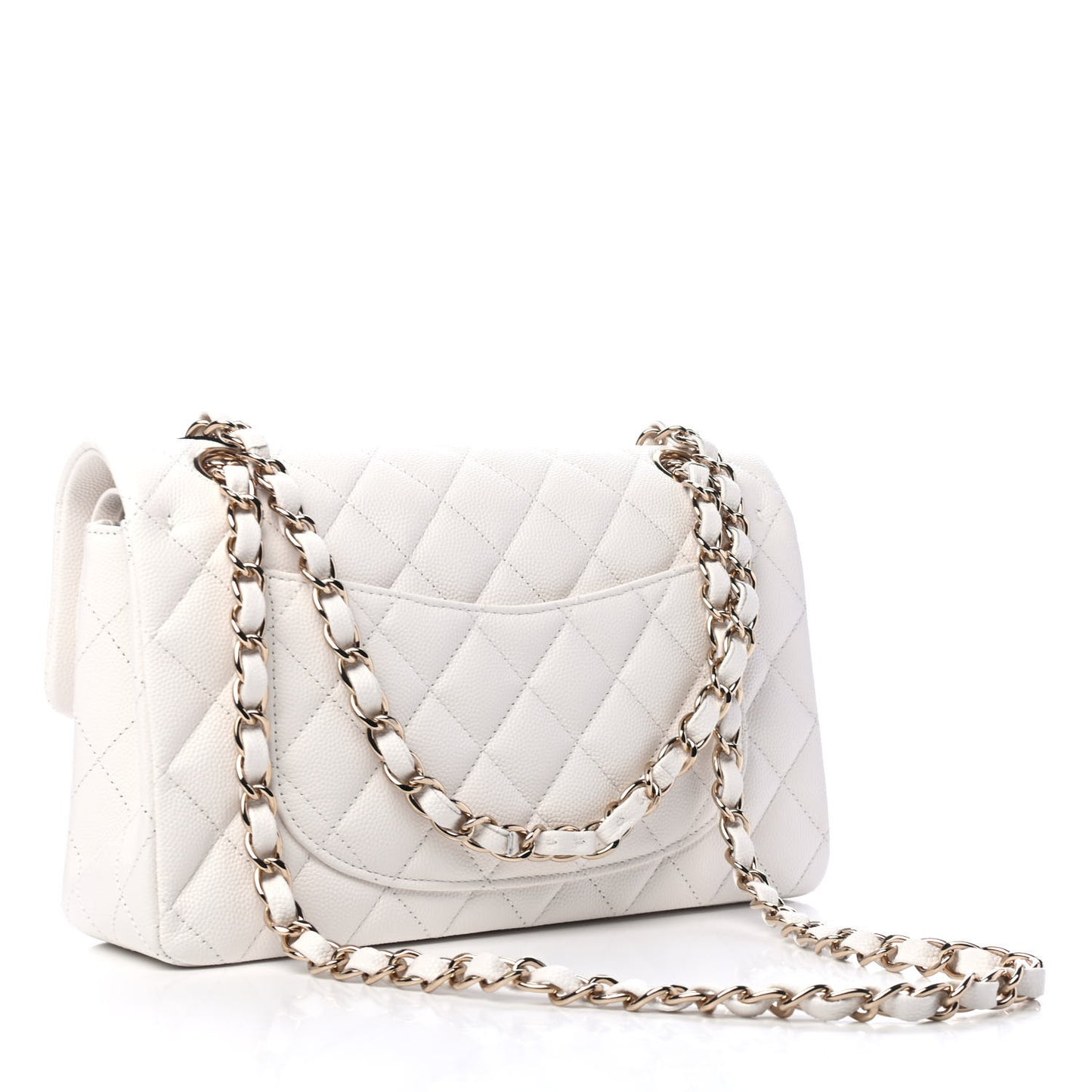 Caviar Quilted Small Double Flap White