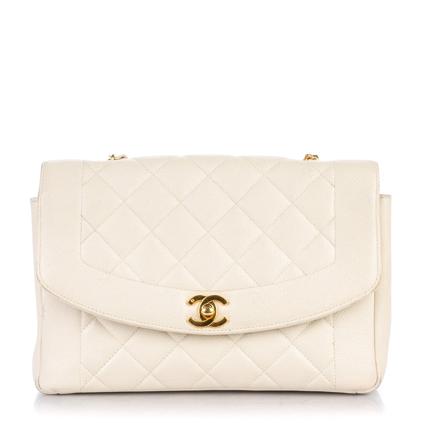 Caviar Quilted Medium Single Flap Beige Clair