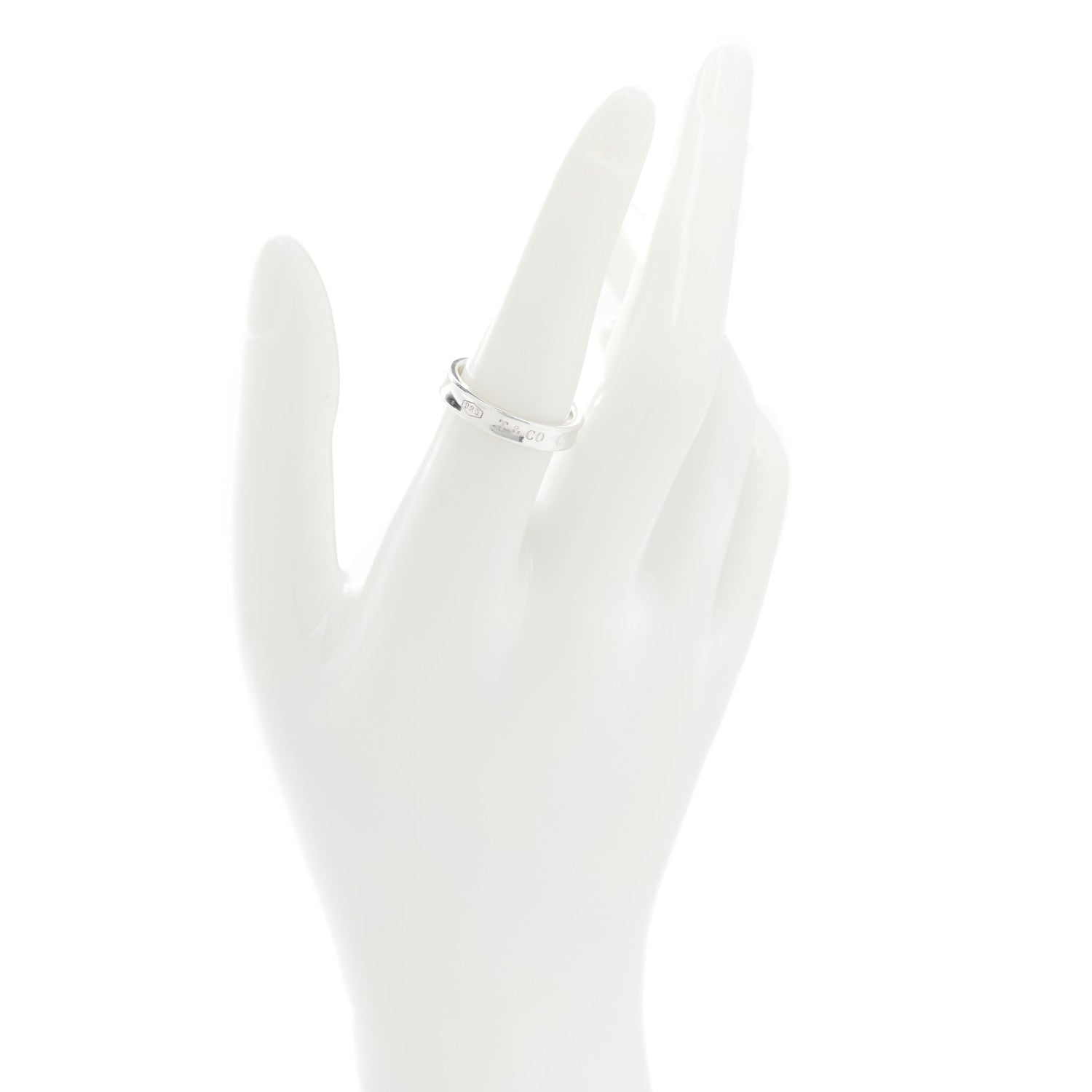 Tiffany Sterling Silver Narrow 1837 Band Ring 54 7 2 of 4