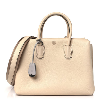 MCM Grained Calfskin Medium Milla Tote Natural 1 of 9