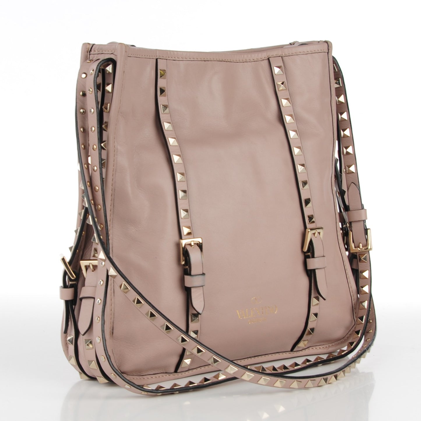 Vitello Rockstud Shopper Tote Poudre