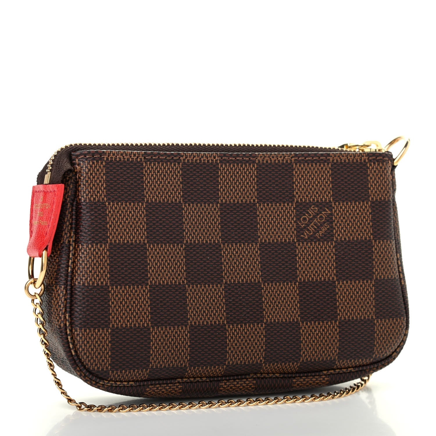 Louis Vuitton Damier Ebene 2019 Christmas Animation Mini Pochette Accessories Red 2 of 4