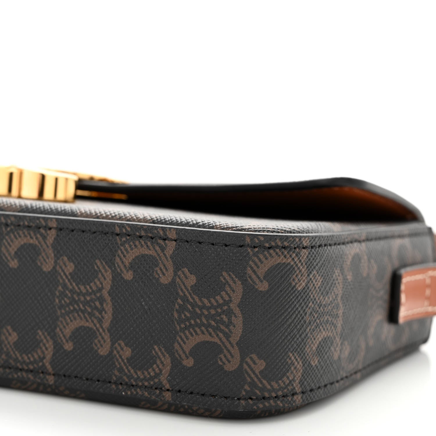 Celine Canvas Calfskin Triomphe Shoulder Bag Tan 12 of 12