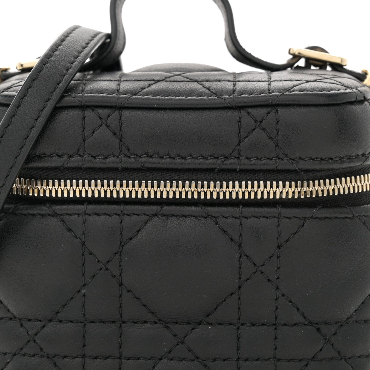 Lambskin Cannage Micro Lady Dior Vanity Case Black
