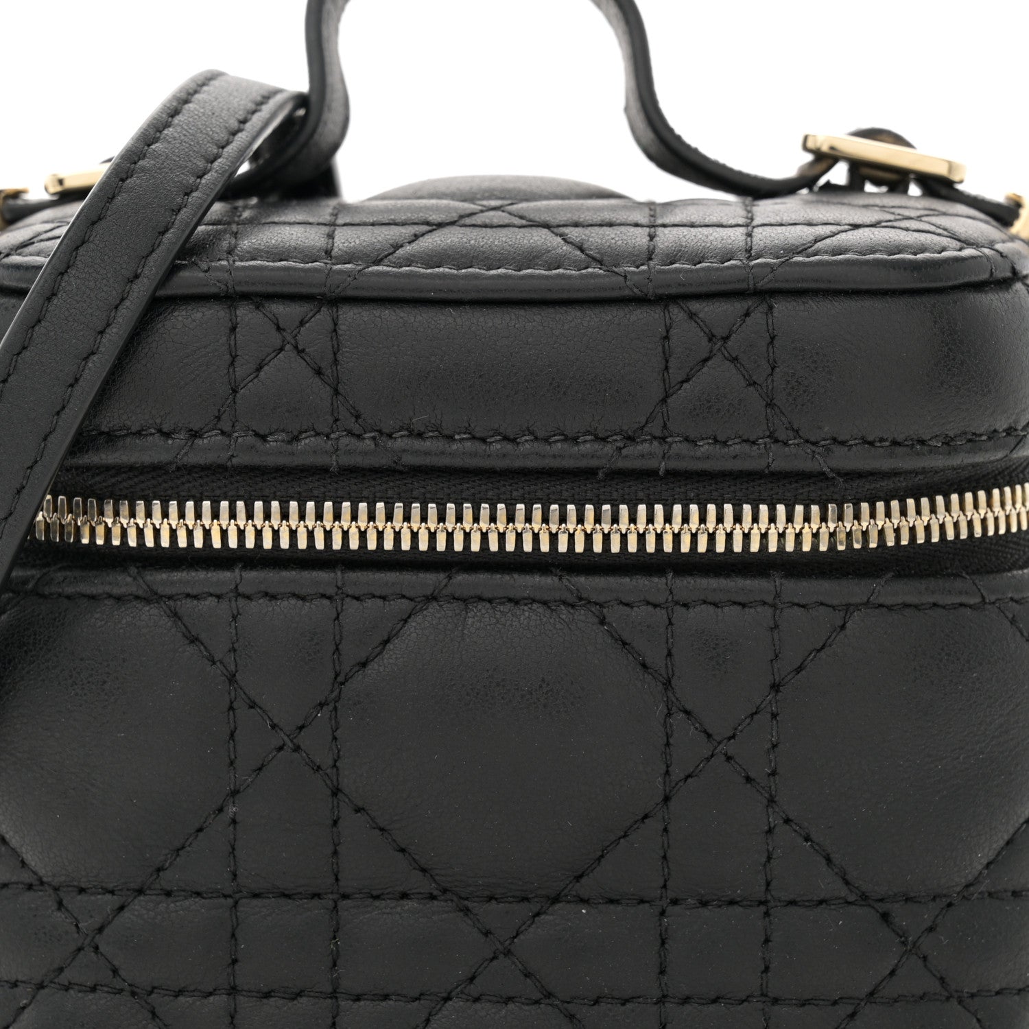 Christian Dior Lambskin Cannage Micro Lady Dior Vanity Case Black 7 of 10
