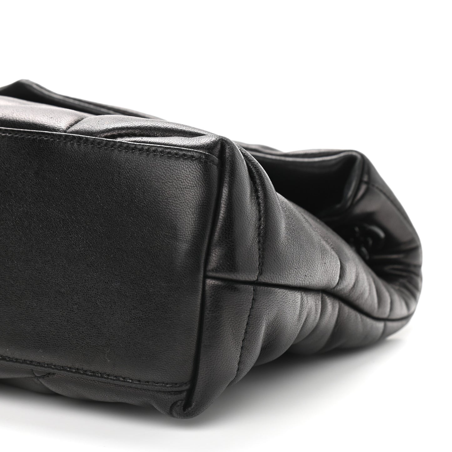 Lambskin Quilted Small Loulou Puffer Monogram Chain Satchel Black
