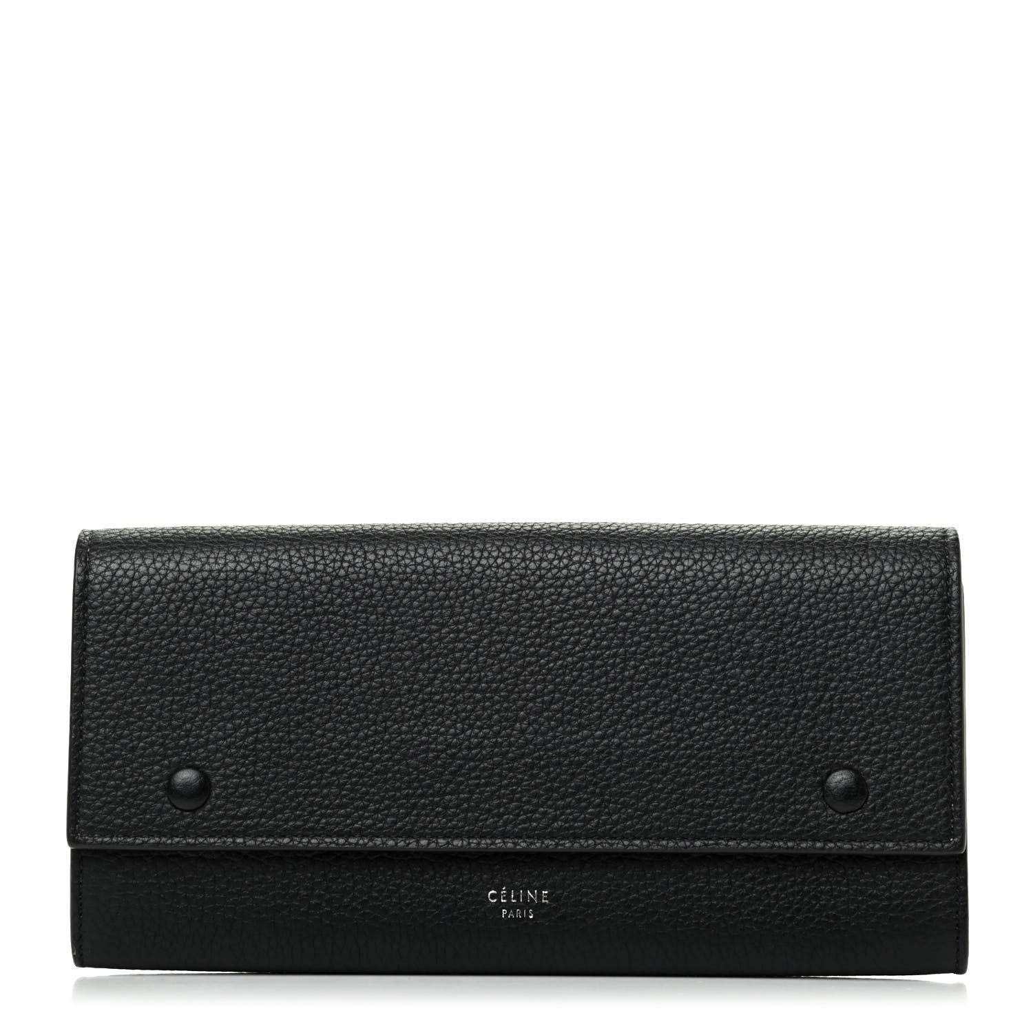 Celine Drummed Calfskin Large Multifunction Flap Wallet Black 1 of 9