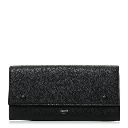 Celine Drummed Calfskin Large Multifunction Flap Wallet Black 1 of 9