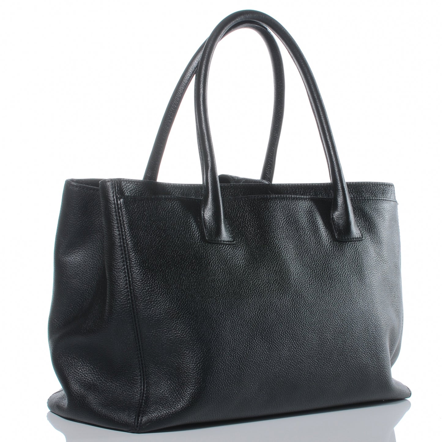Calfskin Cerf Executive Shopper Tote Black
