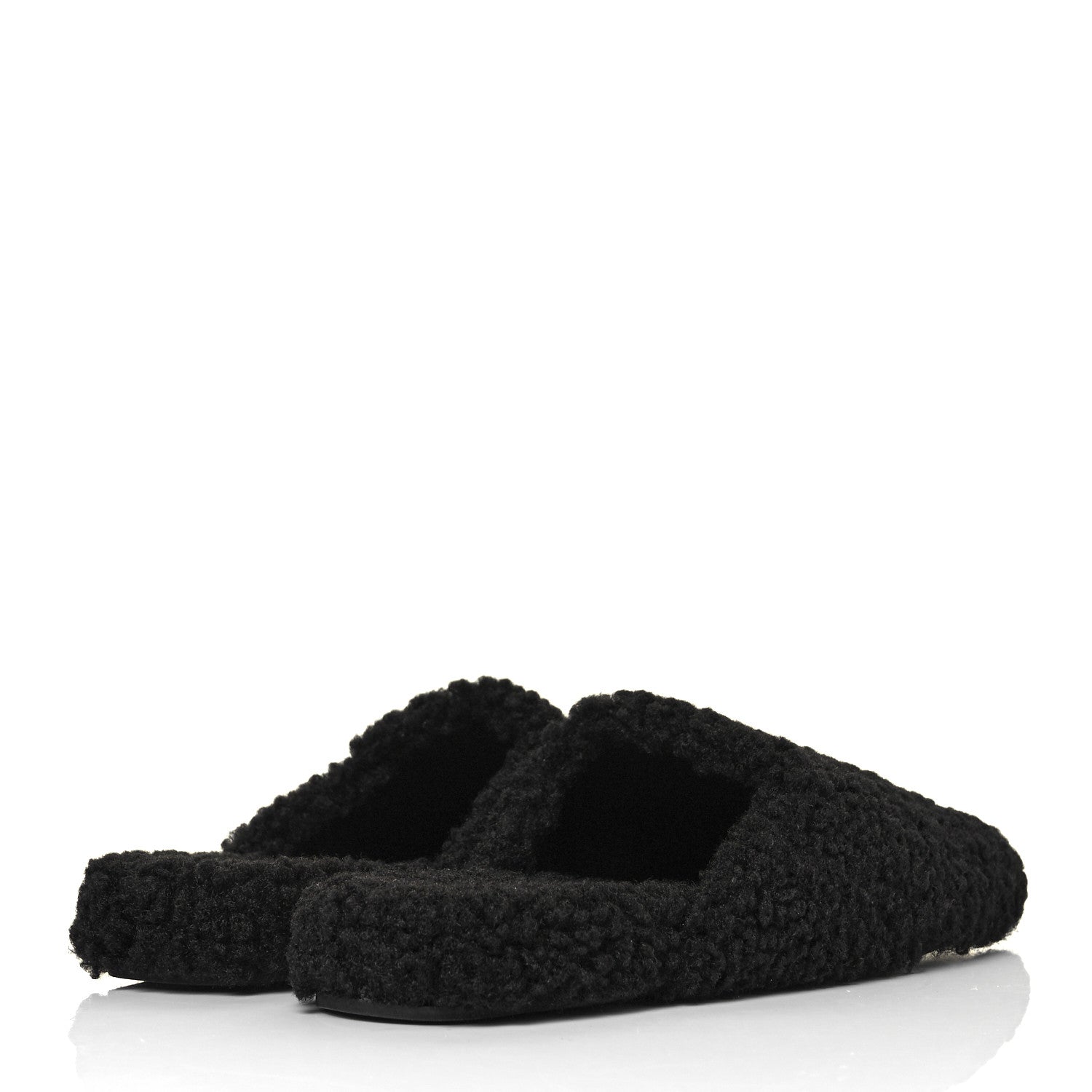 Balenciaga Faux Shearling Cosy BB Mules 39.5 Black 4 of 8