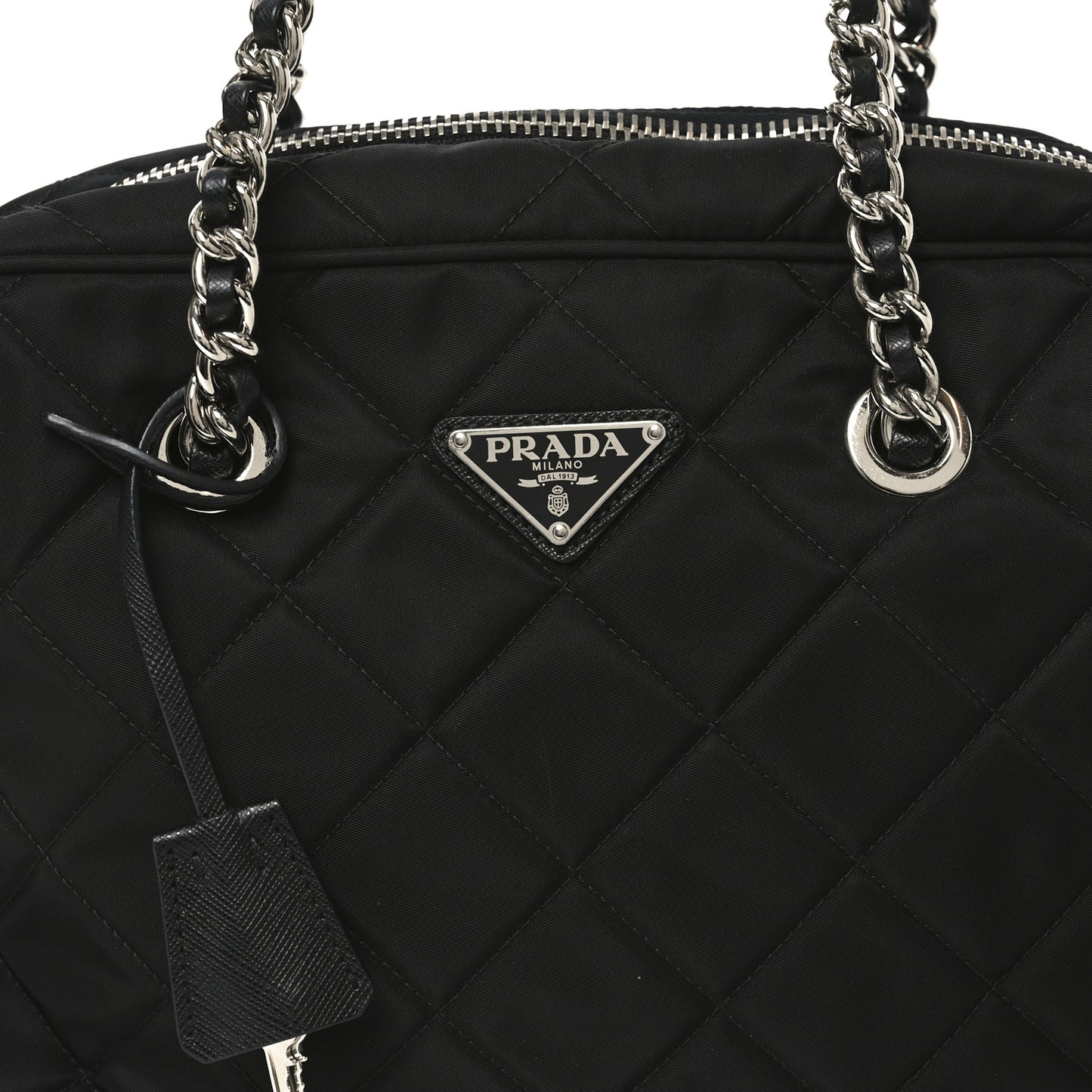 Nylon Tessuto Impuntu Quilted Shoulder Bag Black