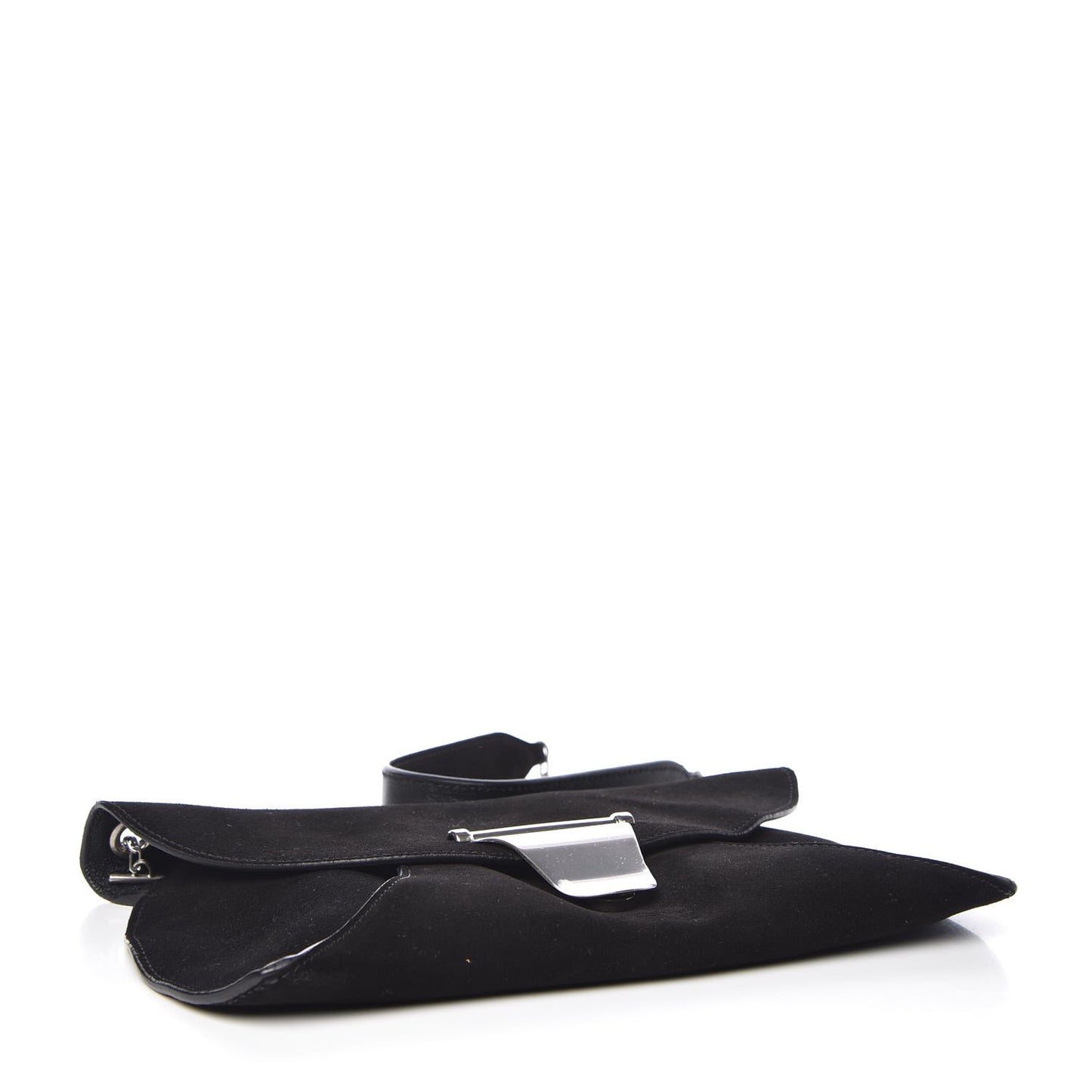 Suede Calfskin Clutch on Chain Black