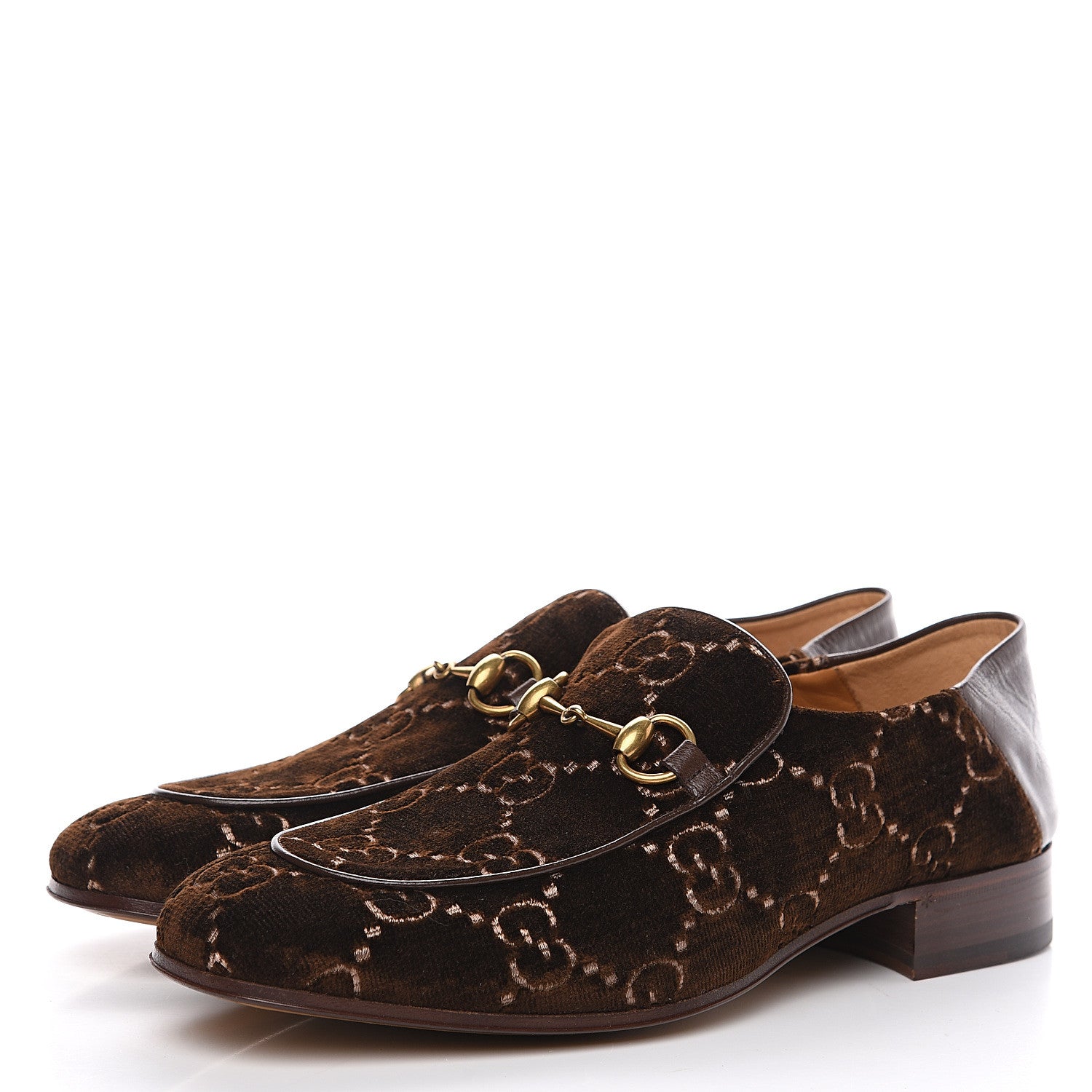 Gucci Velvet GG Monogram Goatskin Mens Horsebit Loafers 9.5 Brown Vintage Cocoa 3 of 9