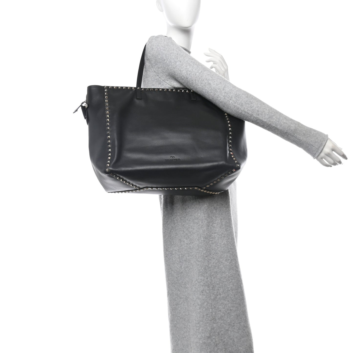 Vitello Large Rockstud Tote Black