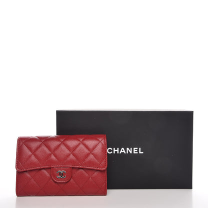 Chanel Caviar Quilted Medium Flap Wallet Dark Red 8 of 8