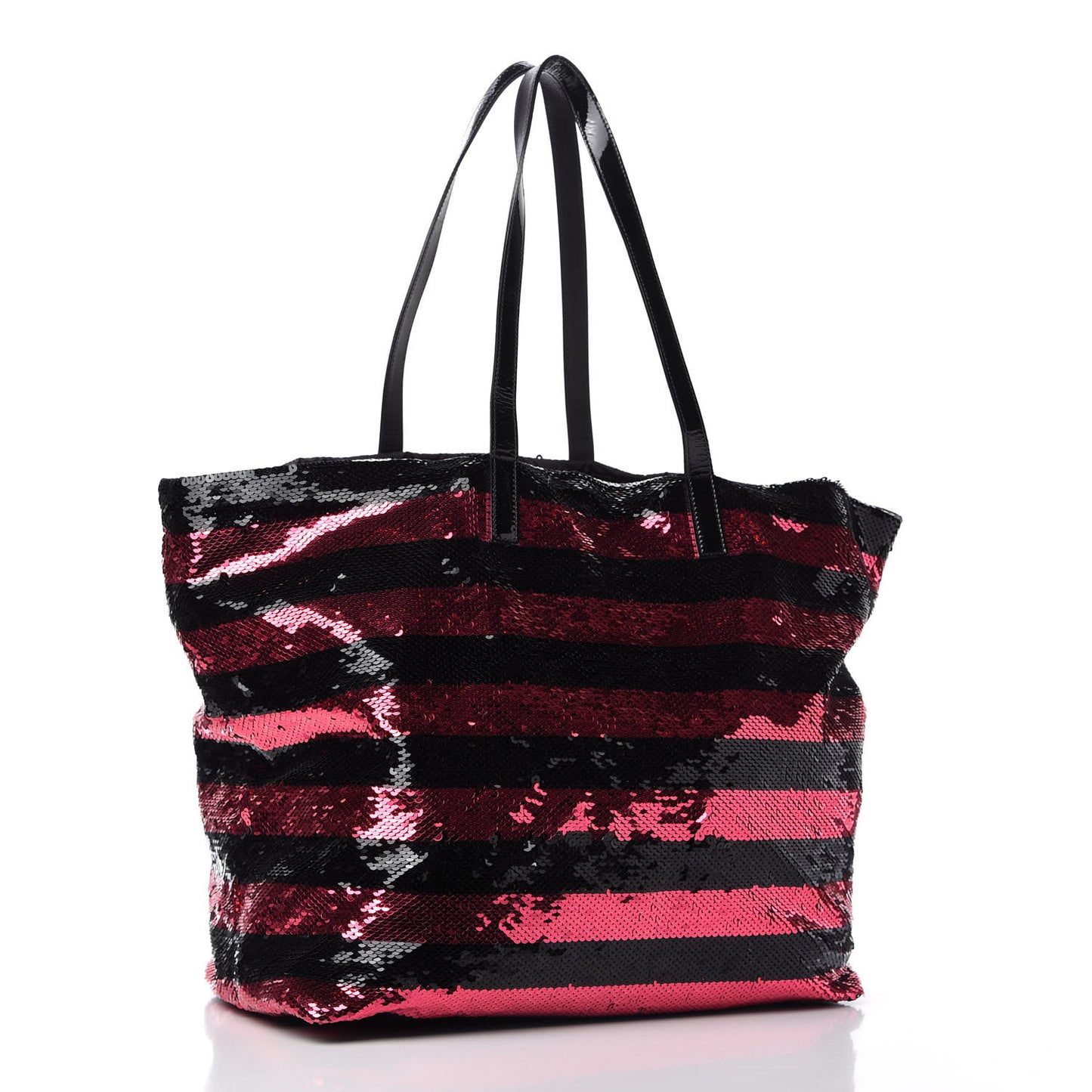 Paillettes Striped Tote Fuxia