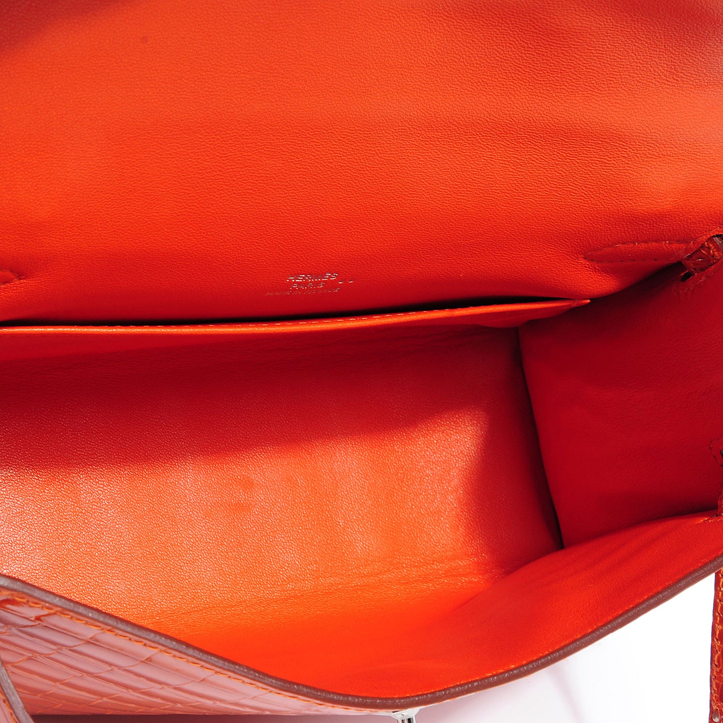Shiny Niloticus Crocodile Kelly Pochette Orange