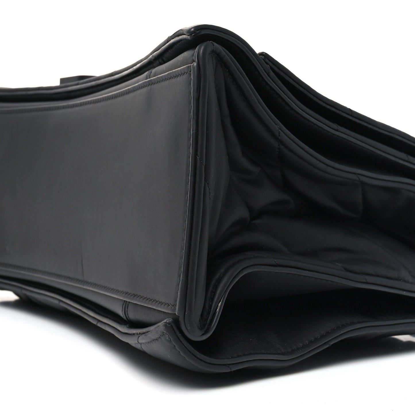 Satin Calfskin Quilted Matte Black Hardware Large Crush Chain Bag Black