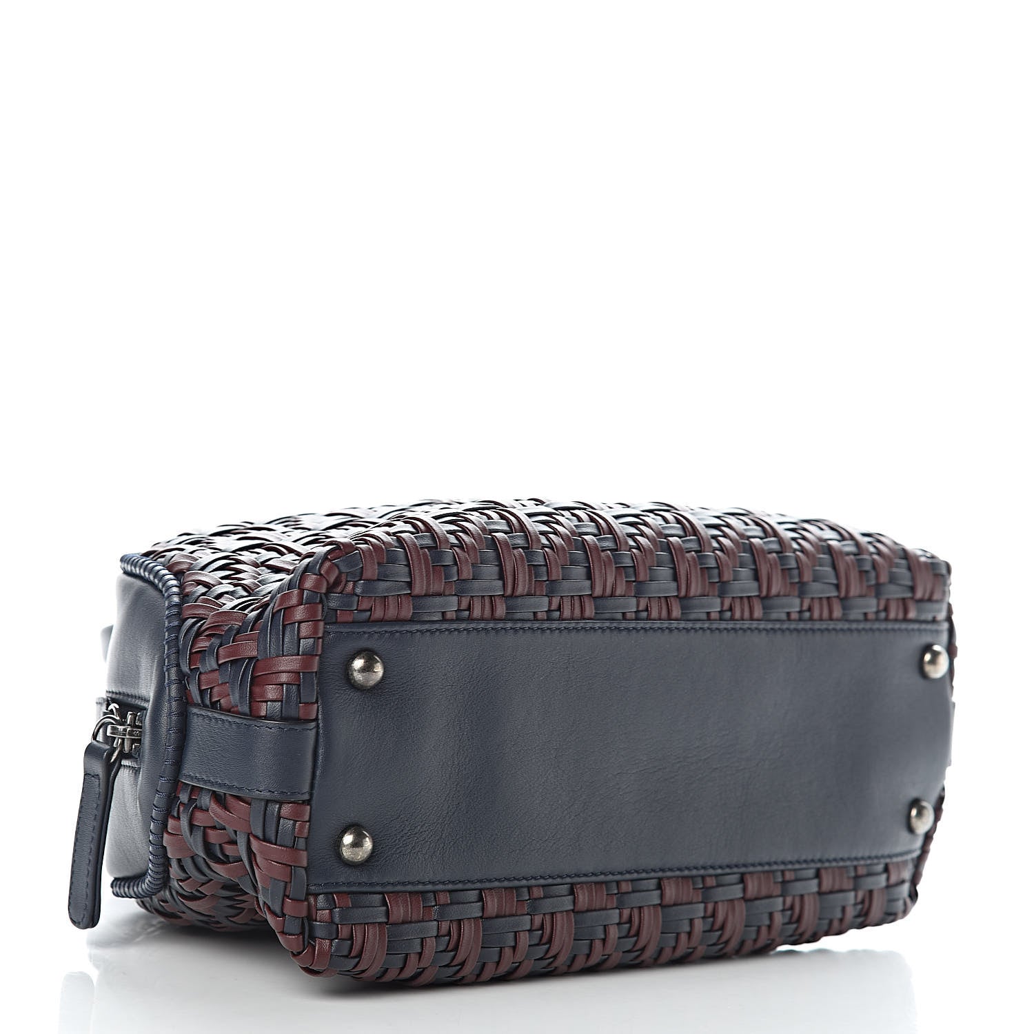 Chanel Calfskin Woven Bowling Bag Navy Blue 4 of 11