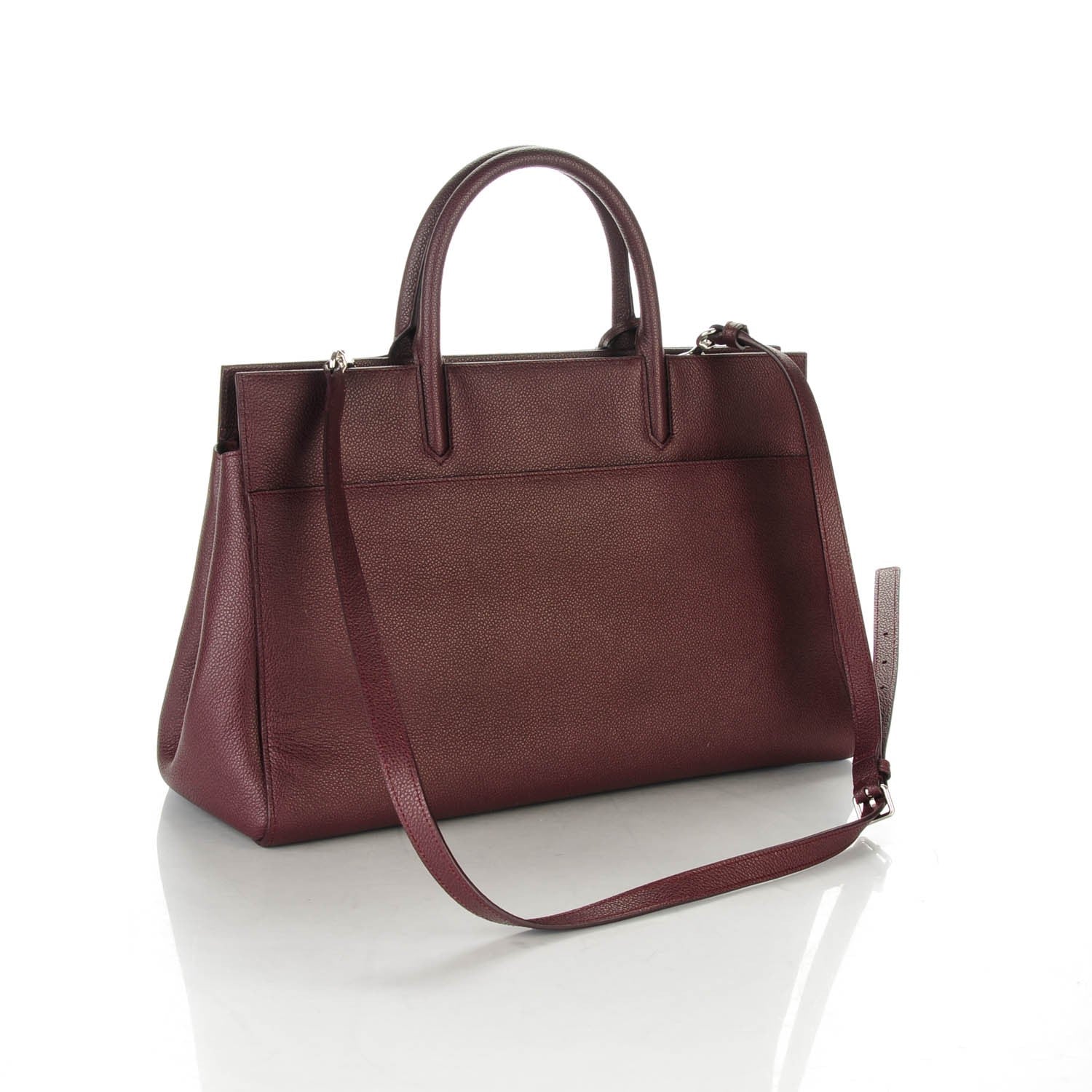Saint Laurent Grained Calfskin Medium Cabas Rive Gauche Bordeaux 3 of 7