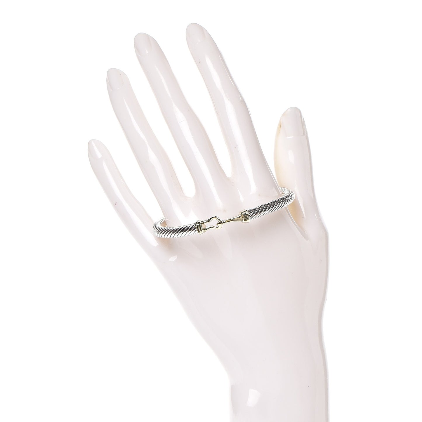 Sterling Silver 14K Yellow Gold 5mm Cable Classic Buckle Bracelet