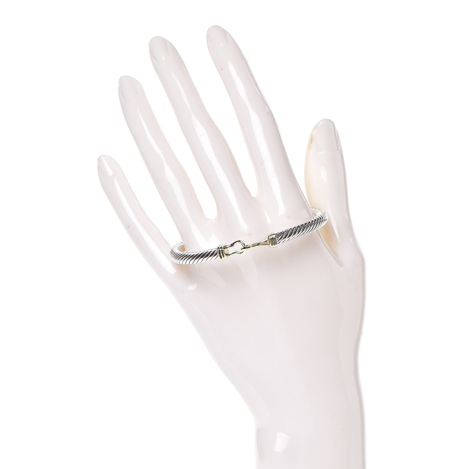 David Yurman Sterling Silver 14K Yellow Gold 5mm Cable Classic Buckle Bracelet 2 of 4