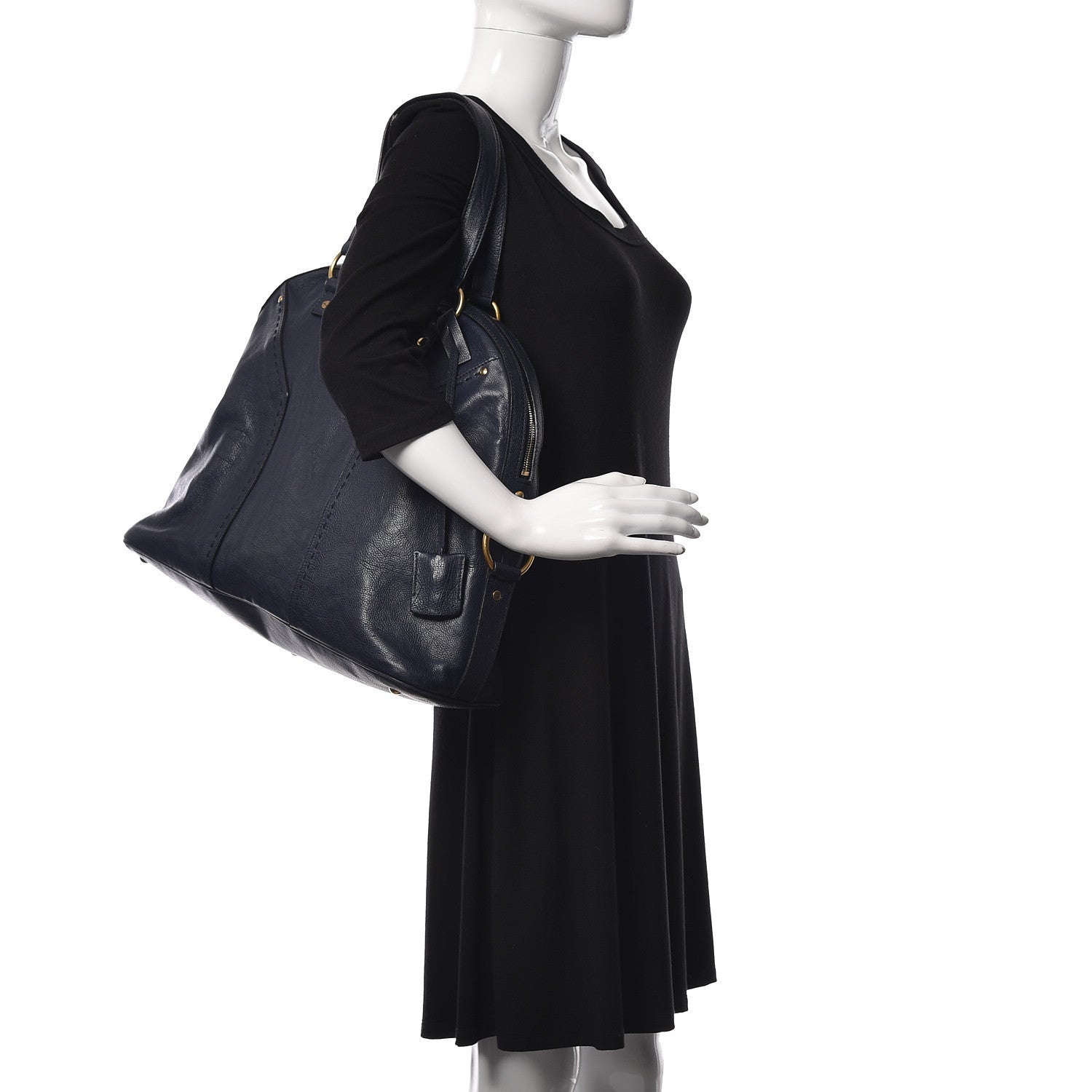 Saint Laurent Calfskin Oversized Muse Navy Blue 2 of 11