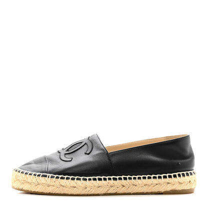 Chanel Lambskin CC Espadrilles 38 Black 1 of 13