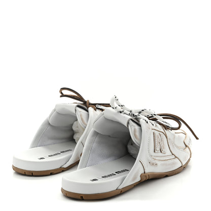 Miu Miu X NEW BALANCE Bleached Calfskin 530 SL Slip-On Sneakers Mules 39 White 5 of 10
