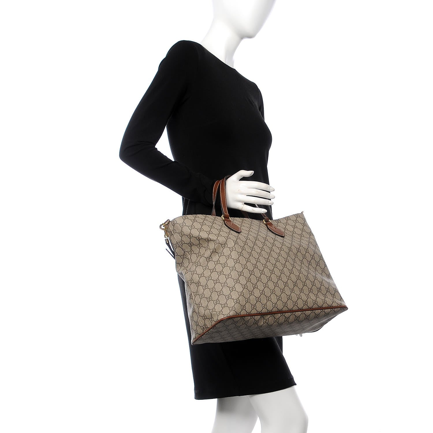 Gucci Soft GG Supreme Monogram Medium Crossbody Tote Beige Cuir 2 of 9