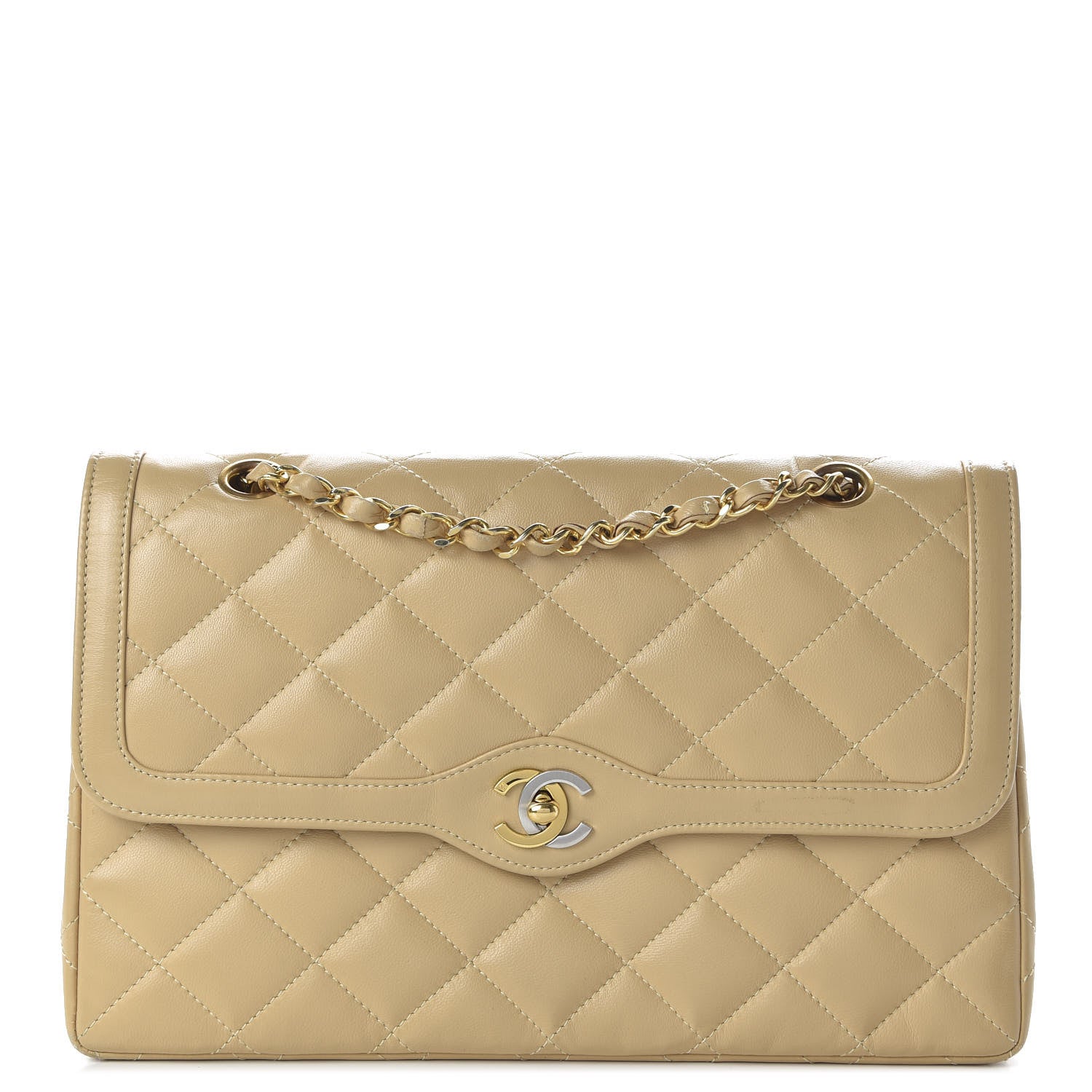 Chanel Lambskin Quilted Medium Double Flap Beige 1 of 12