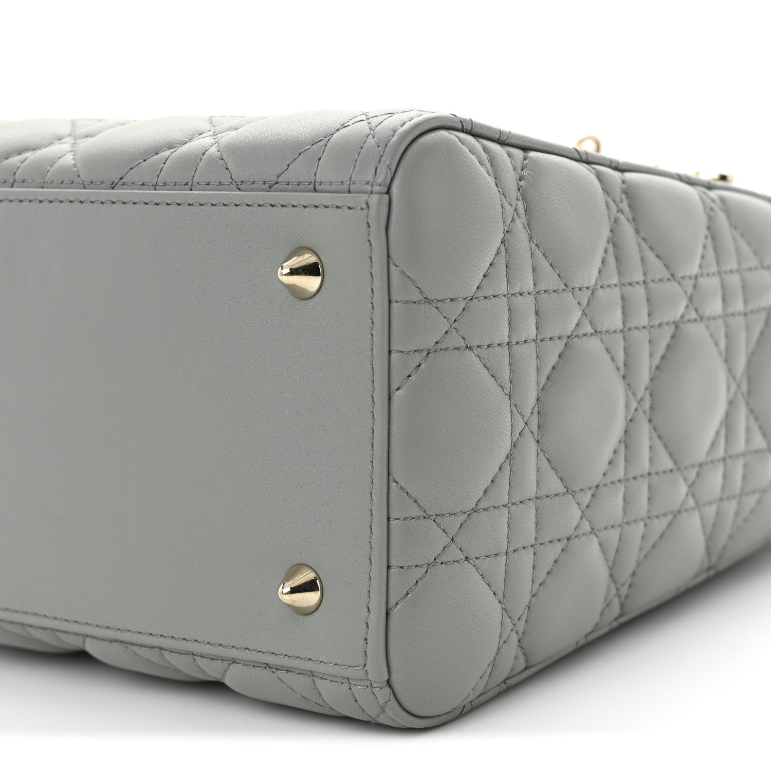 Christian Dior Lambskin Cannage Medium Lady Dior Stone Gray 10 of 10