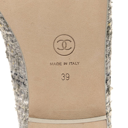 Chanel Tweed Lambskin Cap Toe Ballerina Flats 39 Grey Multicolor 8 of 10