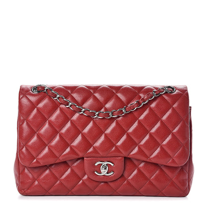 Chanel Caviar Quilted Jumbo Double Flap Red 1 of 12