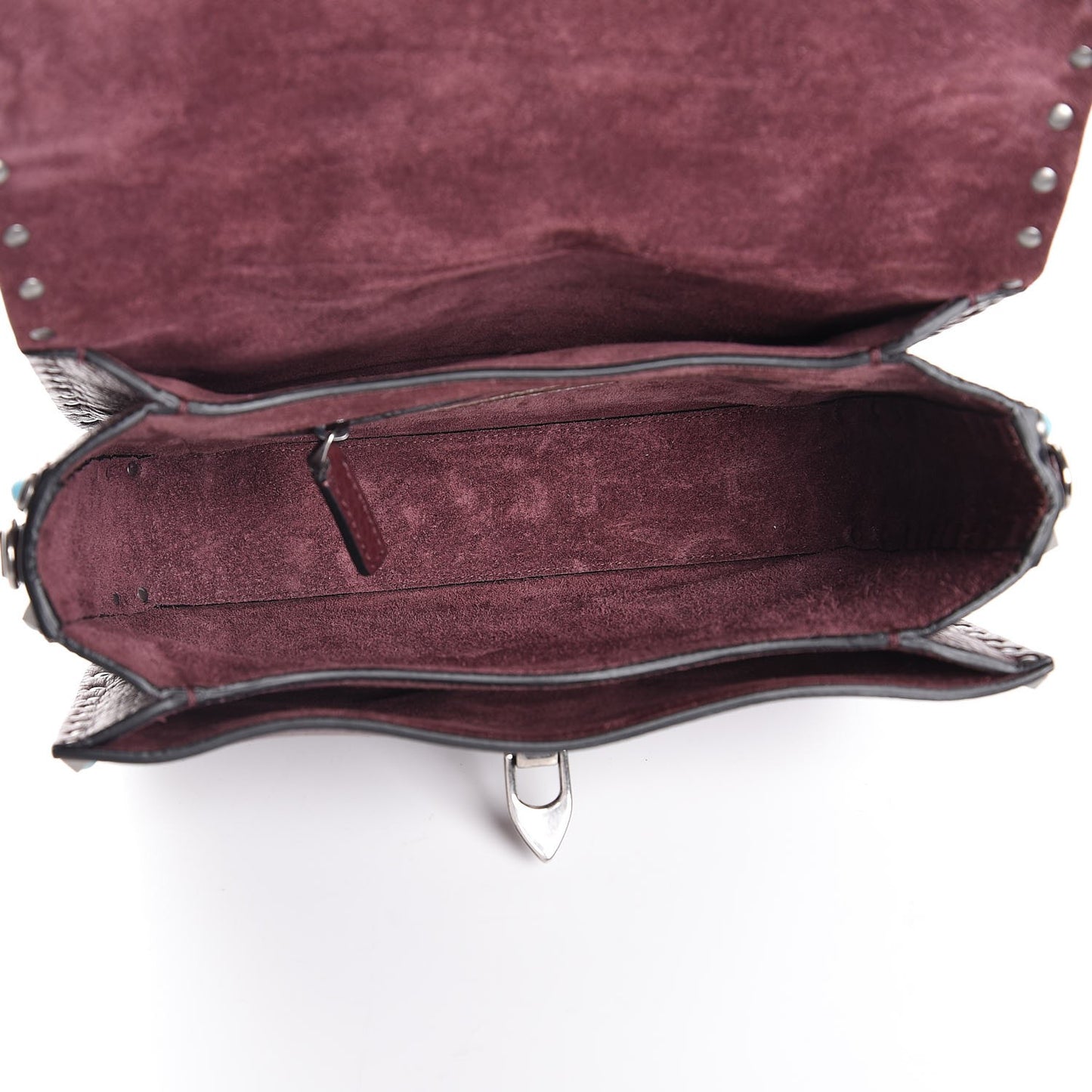 Pebbled Calfskin Medium Guitar Strap Rockstud Rolling Flap Saddle Bag Rubin